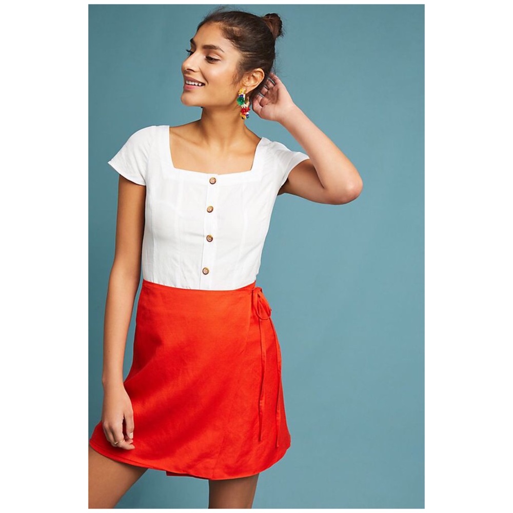 Anthropologie Red Mini Skirt